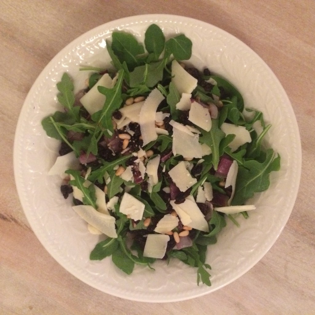 Simple Greens Salad with Couscous and Currants